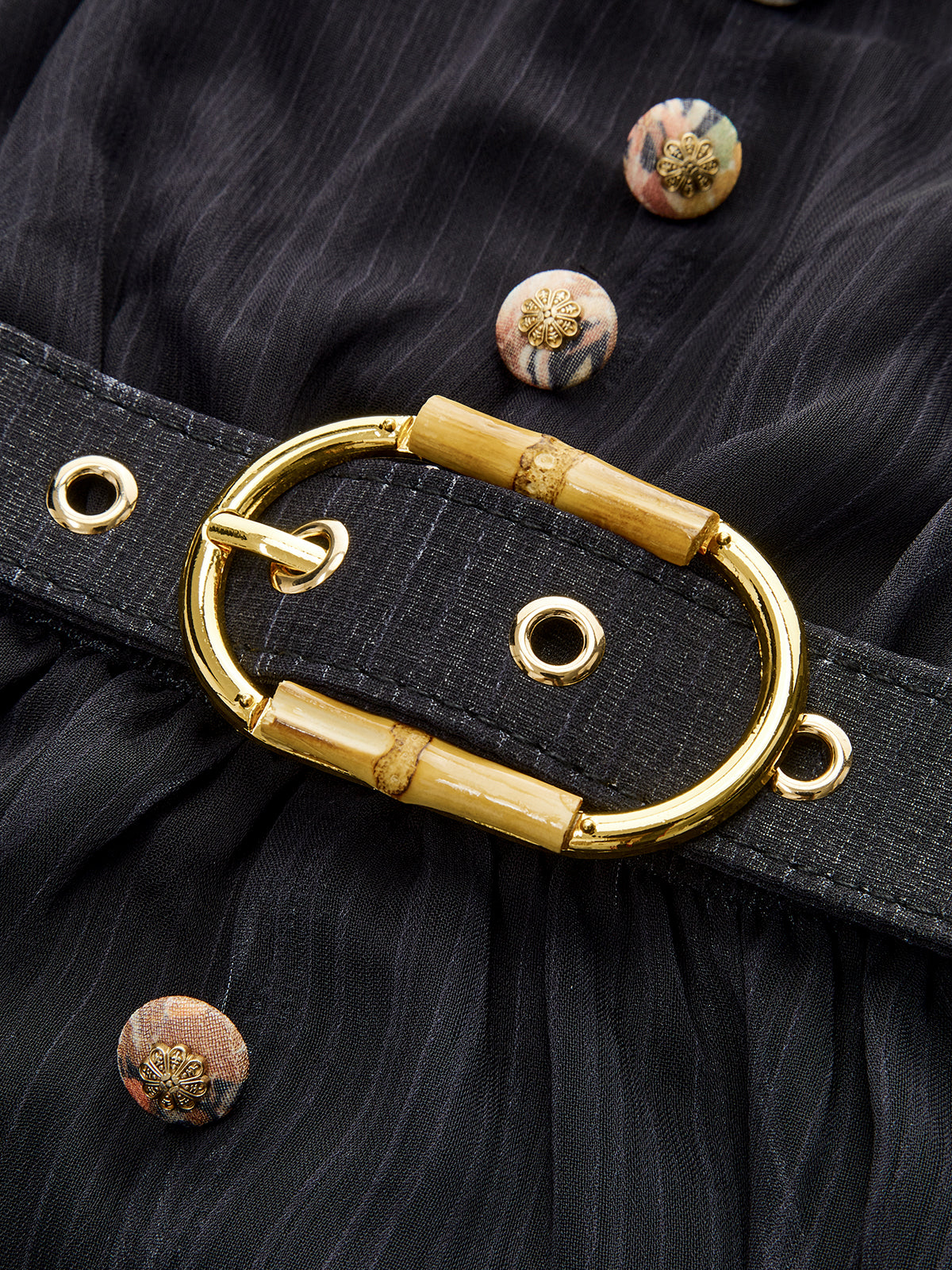 Semi-Sheer Chiffon Floral Print Belted Dress