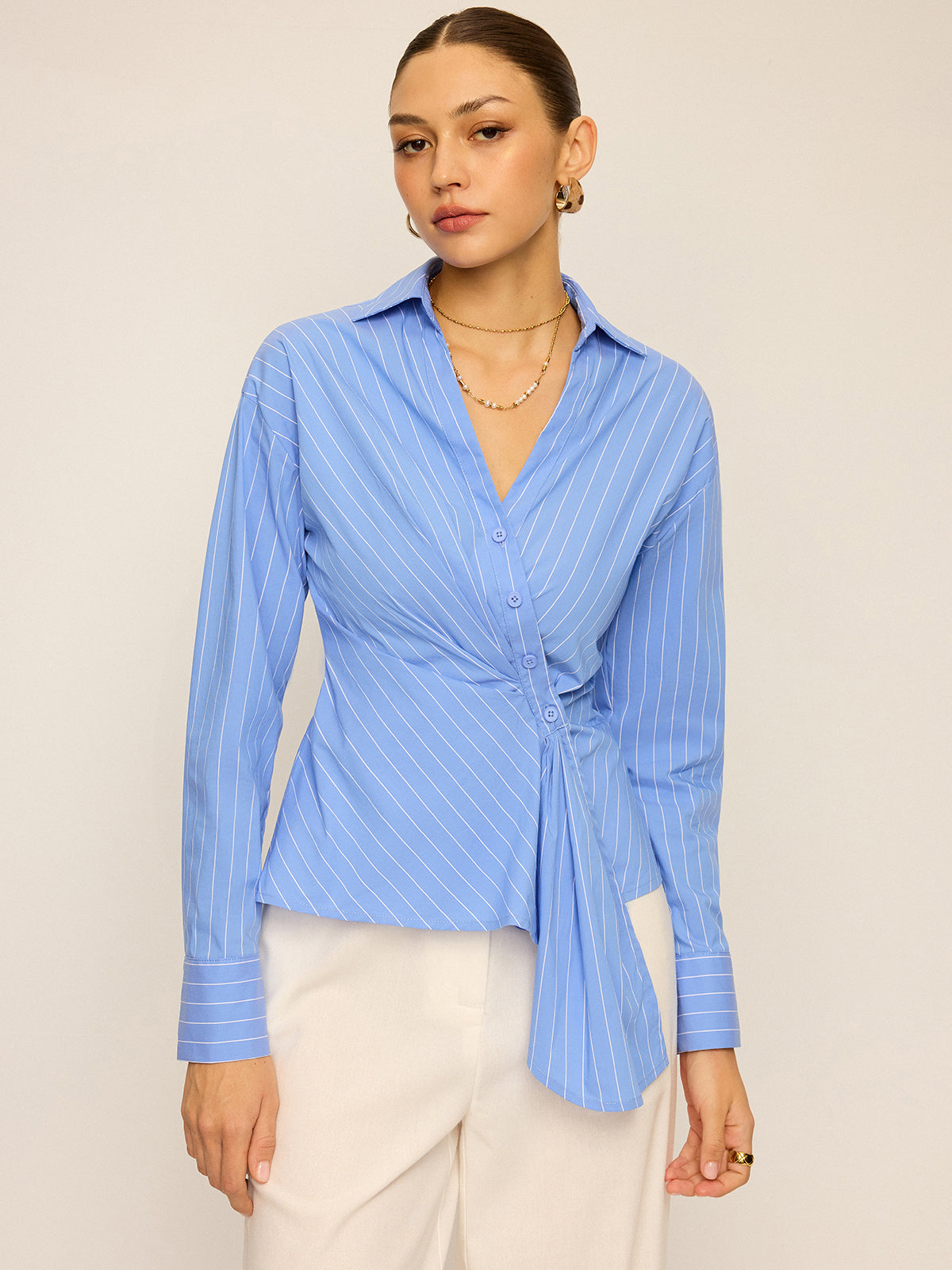 Striped Asymmetric Long Sleeve Shirt