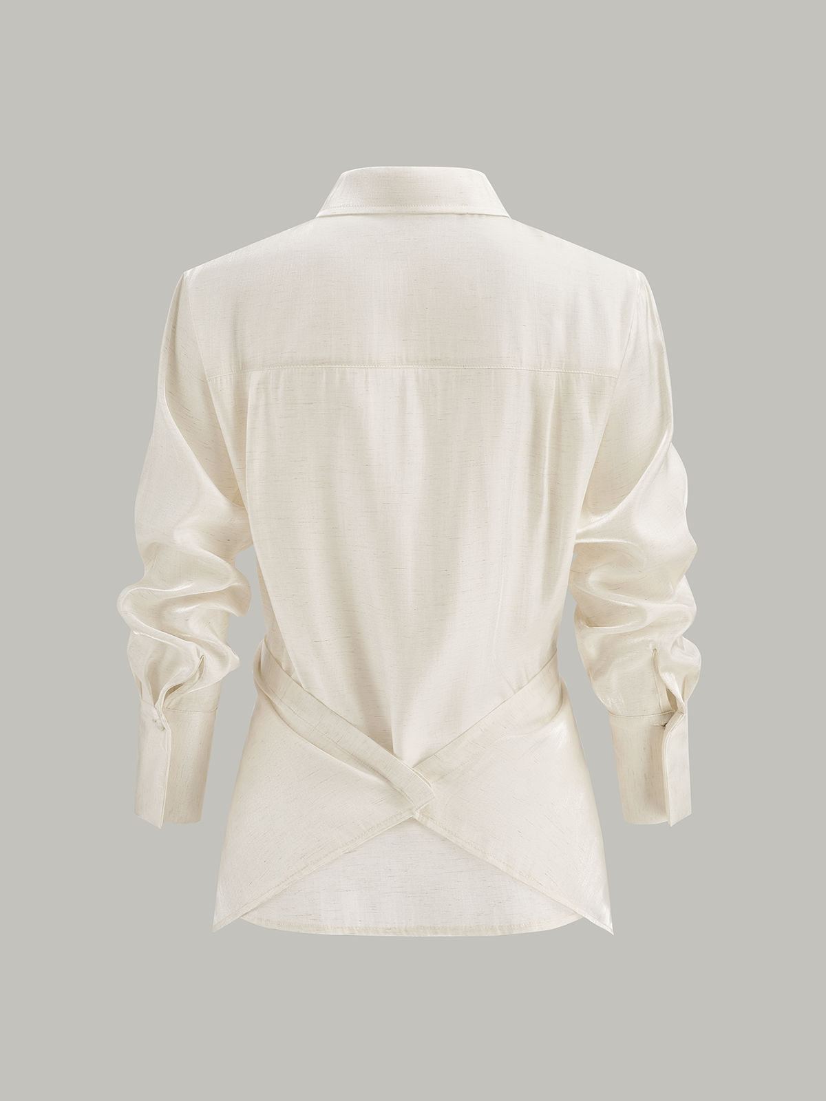 Linen Blend Cross-Over Wrap Shirt