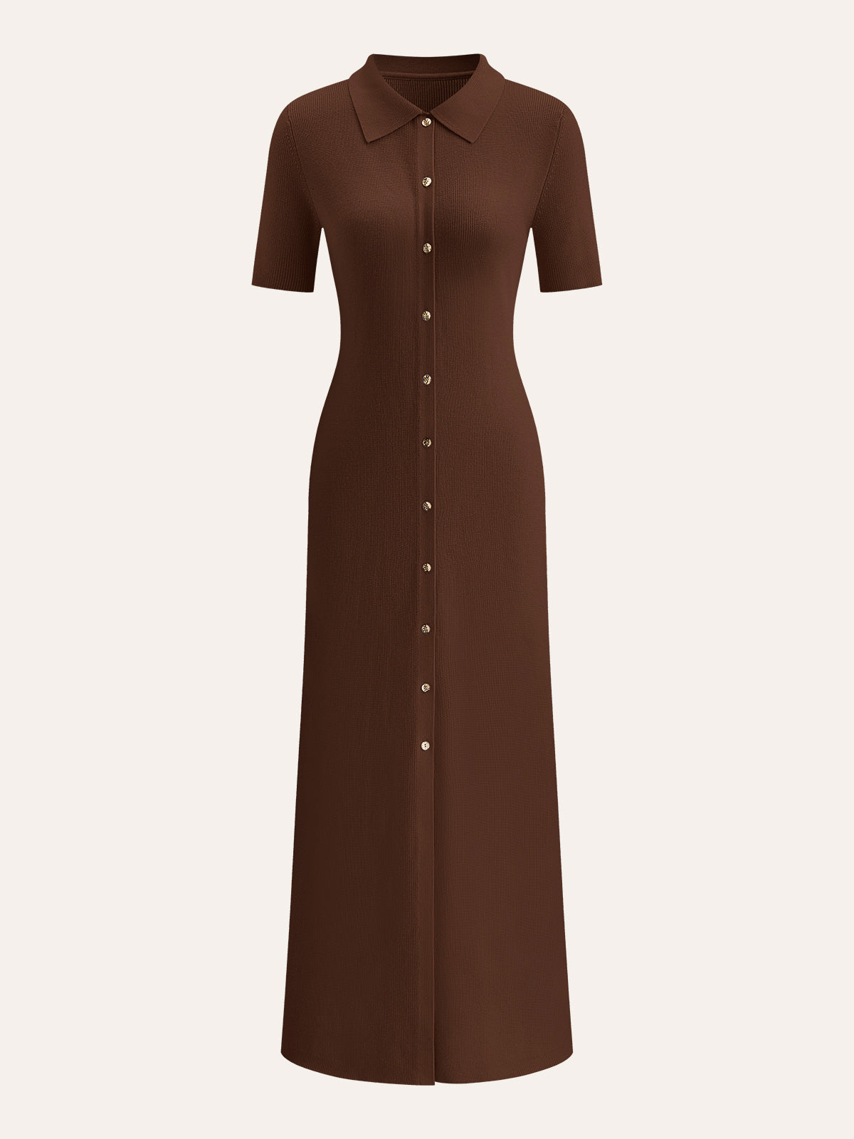 Metal Button Collar Midi Dress