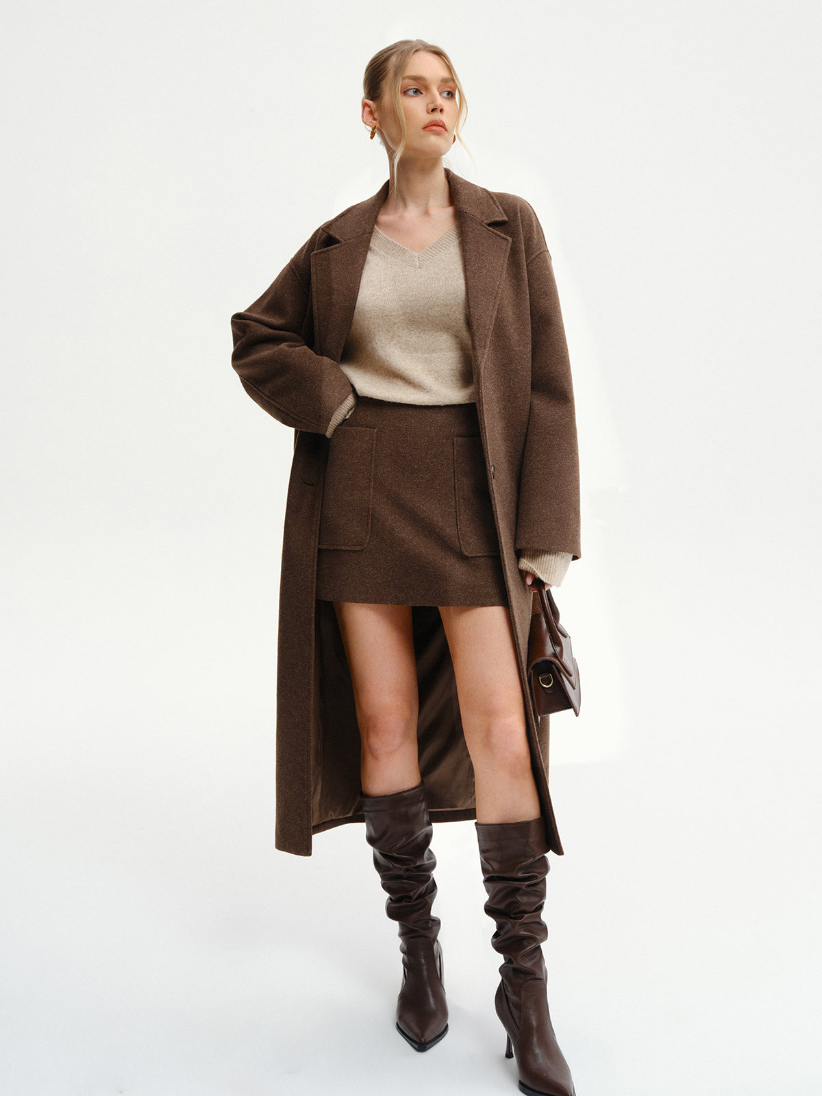 Oversized Tweed Long Coat