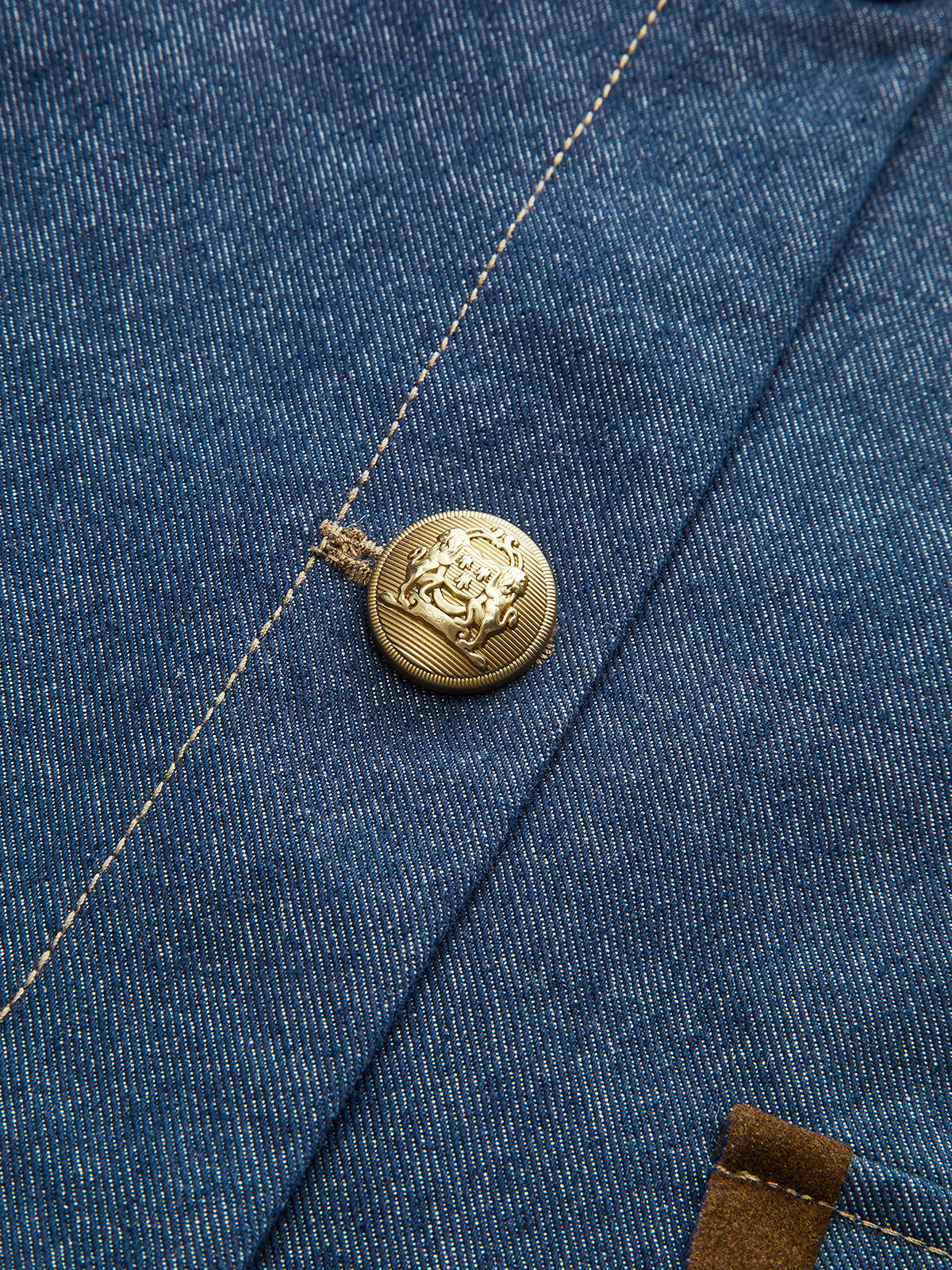 Metal Button Suede Collar Denim Jacket